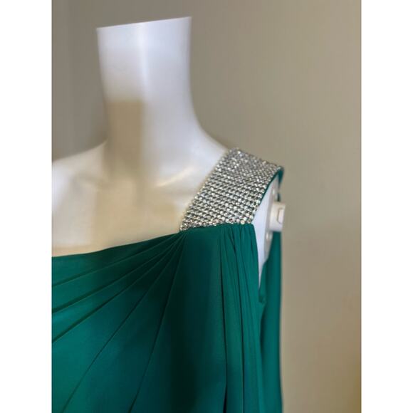 VTG Cache Dress Rhinestone One Shoulder Cocktail Mini Green Women’s Y2K Size 2 - Picture 9 of 9